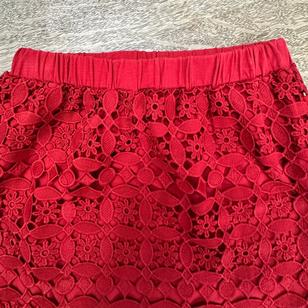Lili’s Closet Crochet Red Lace Midi Skirt Small - Picture 6 of 15